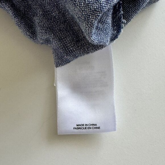 Express Skirt Size S Maxi Chambray Linen Skirt Blue Front Slit‎ Elastic Pull On - Picture 9 of 10